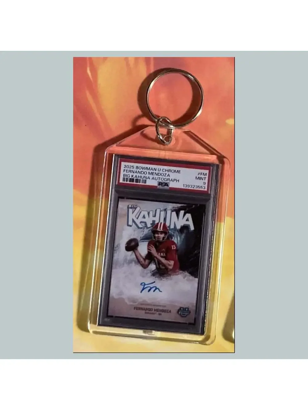 3732 Fernando Mendoza 2025 Bowman U Kahuna Auto Custom Hand Made Keychain